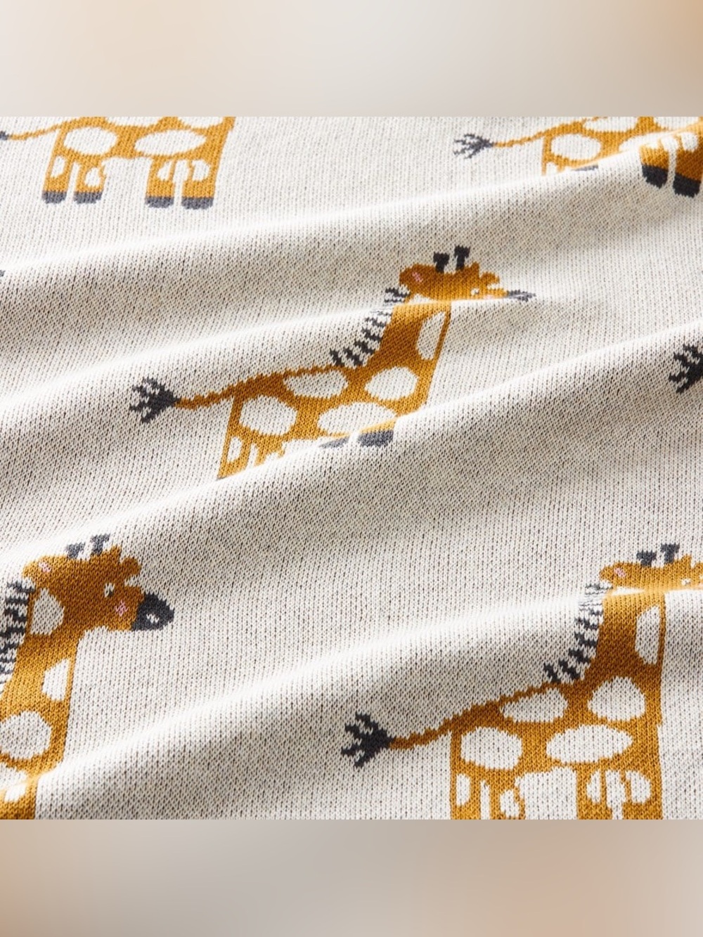 Adairs Jungle Organic Cotton Giraffe Baby Blanket Knitted